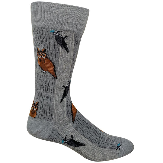 Hot Sox Mens Owl and Woodpecker Socks