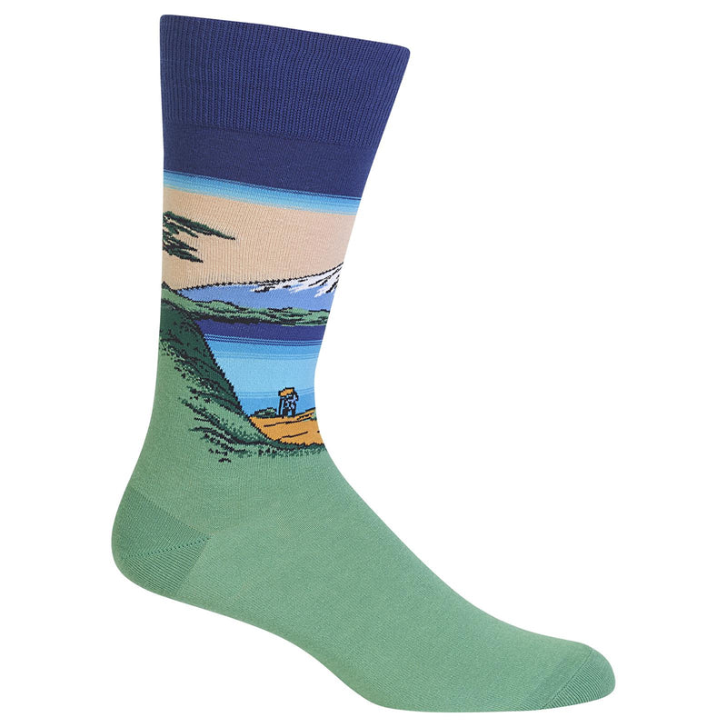 Hot Sox Mens Artist Series Mt. Fuji Over a Lake Sock