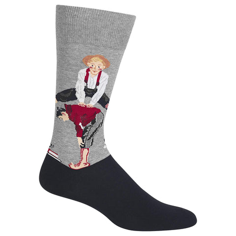 Hot Sox Mens Norman Rockwell Leapfrog Sock