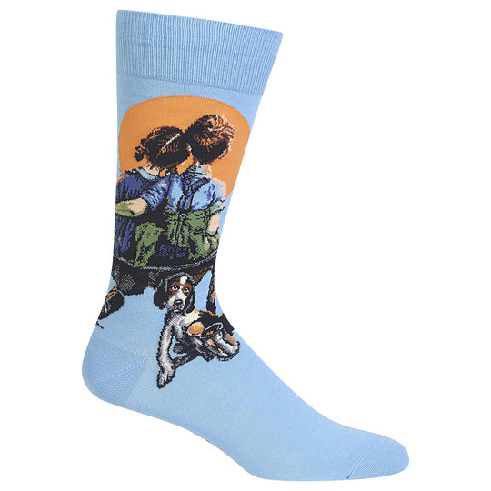 Hot Sox Mens Norman Rockwell Little Spooners Sock