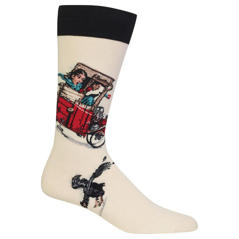 Hot Sox Mens Norman Rockwell Look Out Below Sock