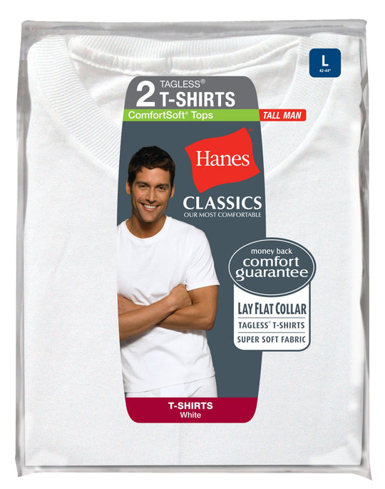 Hanes Classics Tall Men's Traditional Fit Crewneck TAGLESS® Undershirt   2 Pack