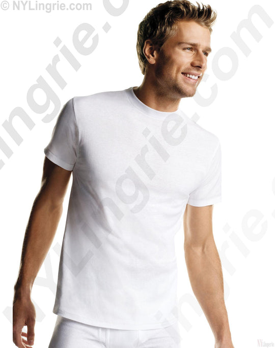 Hanes Men's White TAGLESS Crewneck Undershirt 6-Pack