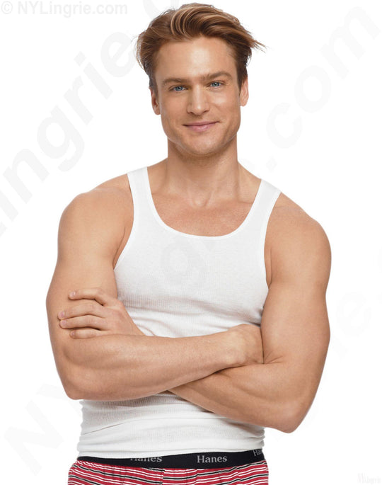 Hanes Men's TAGLESS ComfortSoft White A-Shirt 6-Pack
