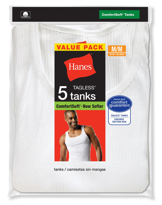 Hanes Men's TAGLESS ComfortSoft White A-Shirt 3-Pack