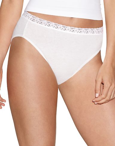 Hanes Women`s Cotton with Lace Hi-Cut 5-Pack