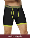 Hanes Men`s Ultimate Stretch Boxer Brief Black/Lime/Blue 3-Pack