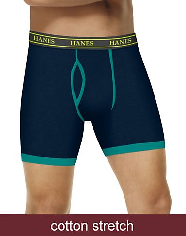 Hanes Men`s Ultimate Stretch Boxer Brief Charcoal/Indigo Stripe 3-Pack