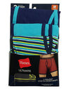 Hanes Men`s Ultimate Stretch Boxer Brief Charcoal/Indigo Stripe 3-Pack