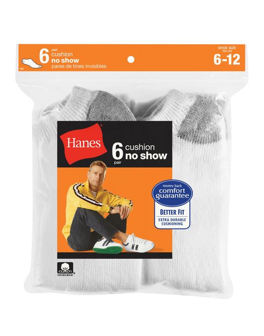 Hanes Men's Cushion No Show Socks 6 Pairs