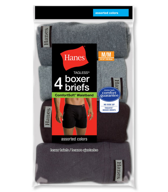 Hanes Men's TAGLESS Boxer Briefs with ComfortSoft Waistband 4-Pack