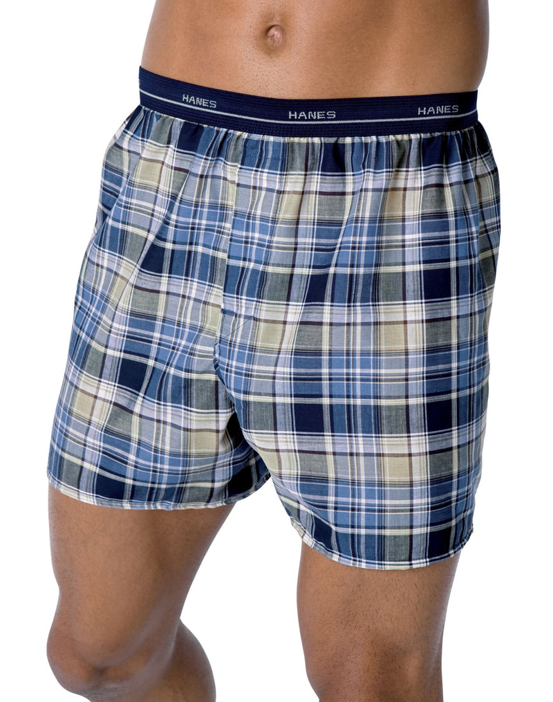 Hanes Men's Plaid Woven Boxers with Comfort Flex® Waistband 3 Pack