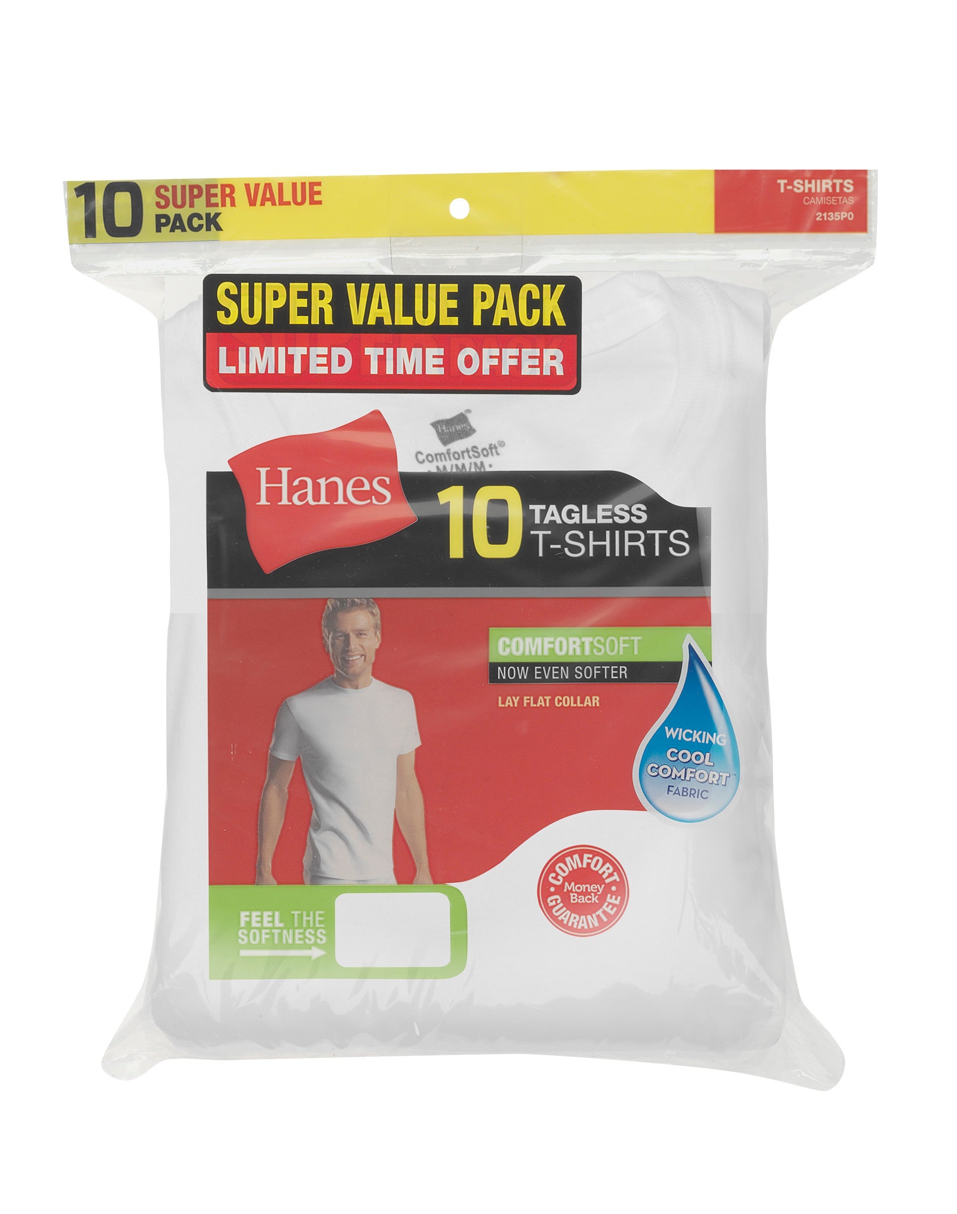 2135Z0 Hanes Men s ComfortSoft White Crewneck Undershirt 10 Pack