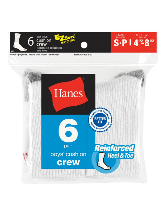 Hanes Boys Red Label Cushion Crew 6 Pairs