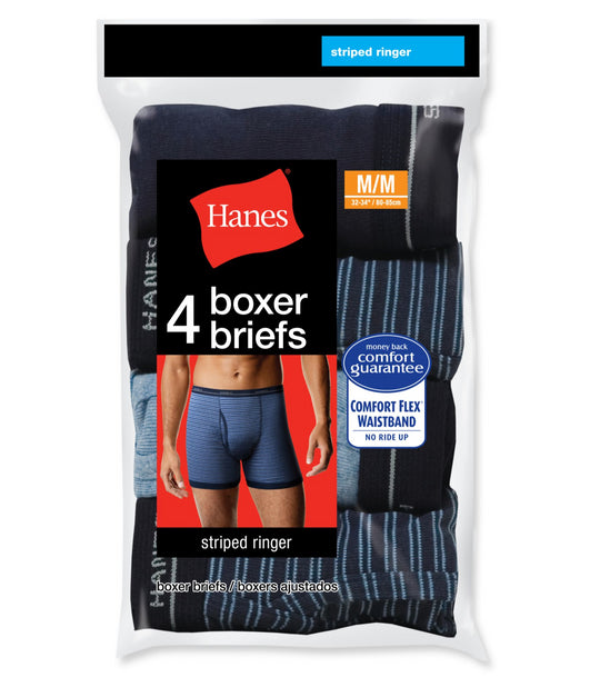 Hanes Men's Ringer Boxer Brief with Comfort Flex Waistband 4-Pack