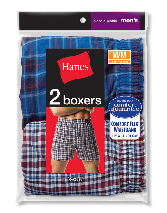 Hanes Mens Red Label Tartan Boxers 2 Pack
