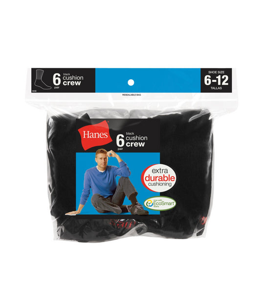 Hanes Men's 6 Pack Cushion Crew Sock