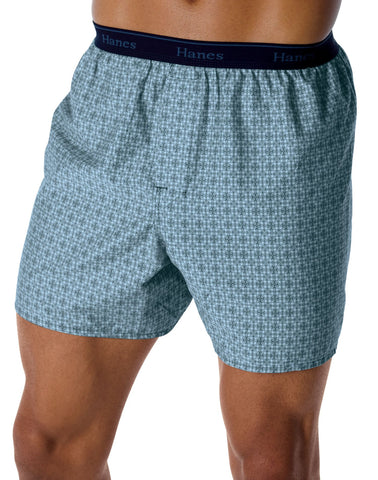 Hanes Men's Classics 5 Pack Printed Woven Exposed Waistband Boxer