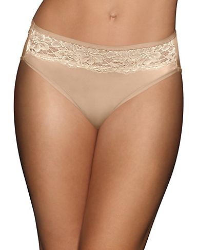 Bali Women`s One Smooth U Comfort Indulgence Satin with Lace Hi Cut Panty