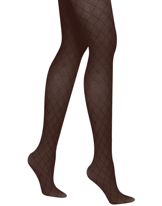 Hanes Women`s Silk Reflections Argyle Texture, Control Top Tights