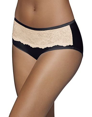 Bali Women's Comfort Indulgence Satin with Lace Modern Hipster