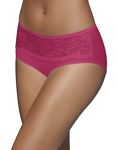 Bali Women's Comfort Indulgence Satin with Lace Modern Hipster