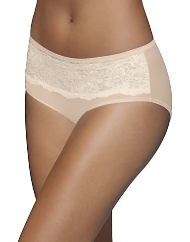 Bali Women's Comfort Indulgence Satin with Lace Modern Hipster