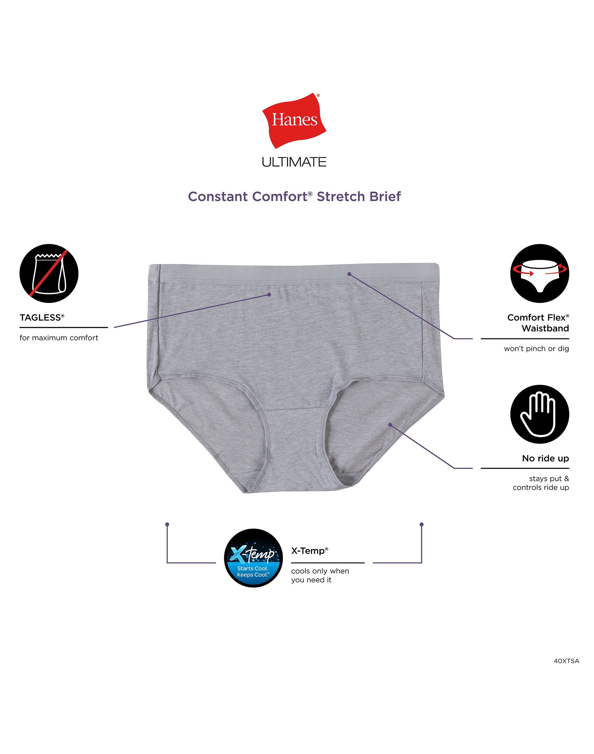 Hanes Ultimate Women's Constant Comfort Stretch with X-Temp Brief, 3-pack 
