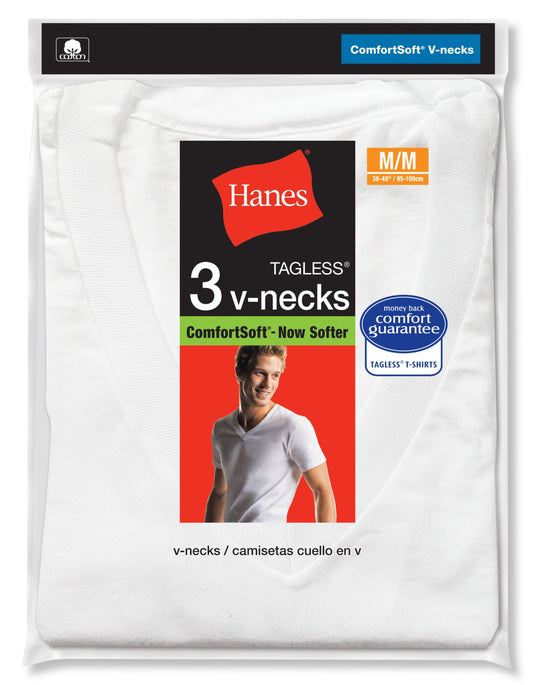 Hanes Men's TAGLESS V-Neck Undershirt 3-Pack