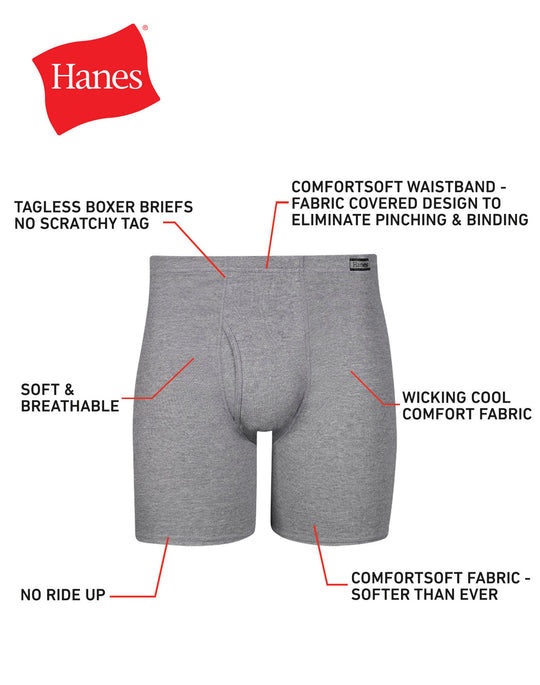 Hanes Men's FreshIQ® Assorted Blues Boxer Briefs With ComfortSoft® Waistband 10-Pack