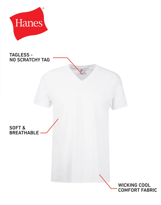 Hanes Men's ComfortSoft® White V-Neck Undershirt 10-Pack
