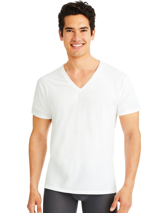 Hanes Men's ComfortSoft® White V-Neck Undershirt 10-Pack
