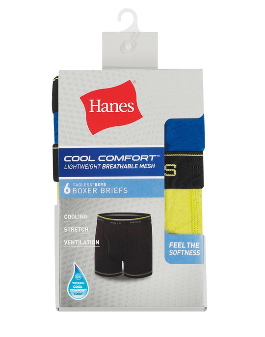 Hanes Boys' Cool Comfort™ Lightweight Mesh Boxer Brief 6-Pack