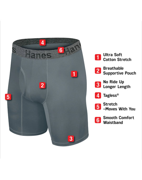 Hanes Mens Stretch Boxer Briefs 3 Pack