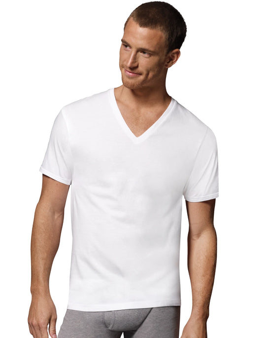 Hanes Mens Comfort Fit White V-Neck Undershirt 3-Pack
