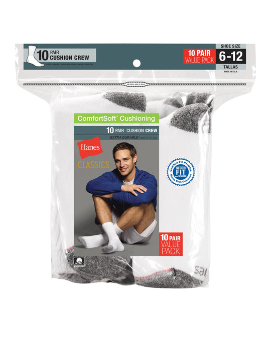 Hanes Classics Men's Big & Tall Crew Socks 6-Pack