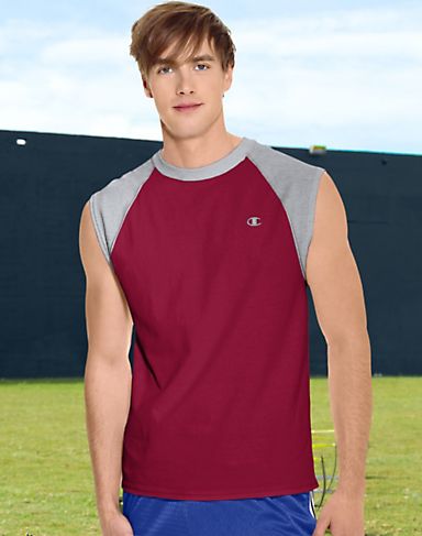 Champion Cotton Jersey Raglan Cap-Sleeve Mens T Shirt