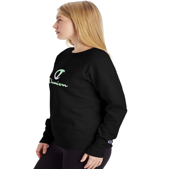 Champion Womens Powerblend Fleece Boyfriend Crew, XXL, Chalk White