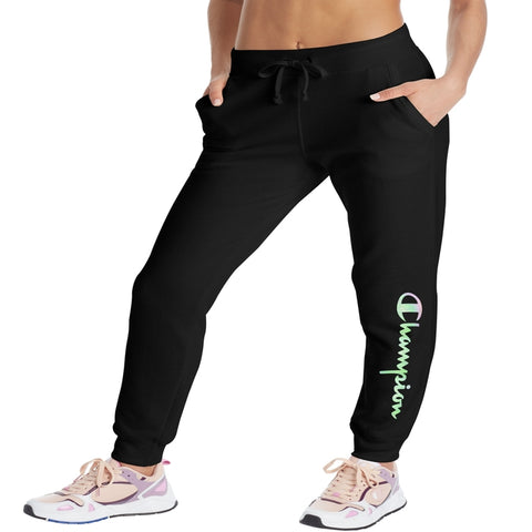Champion Womens Powerblend Fleece Joggers, XXL, Black