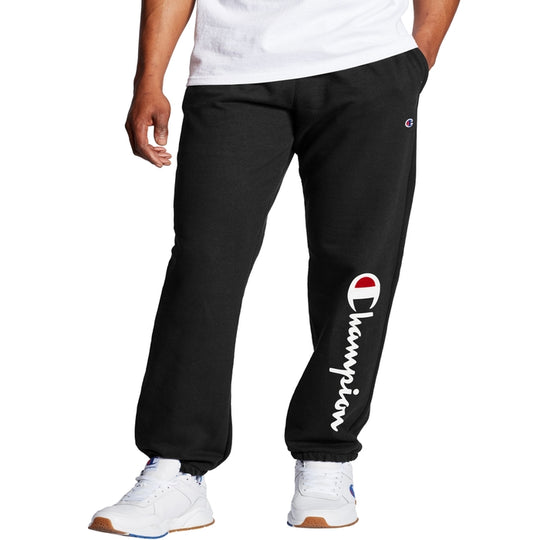 Champion Mens Powerblend Fleece Relaxed Bottom Pants, M, Navy