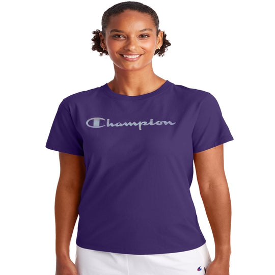 Champion Womens Classic Short-Sleeve Tee, M, Lilac Wash