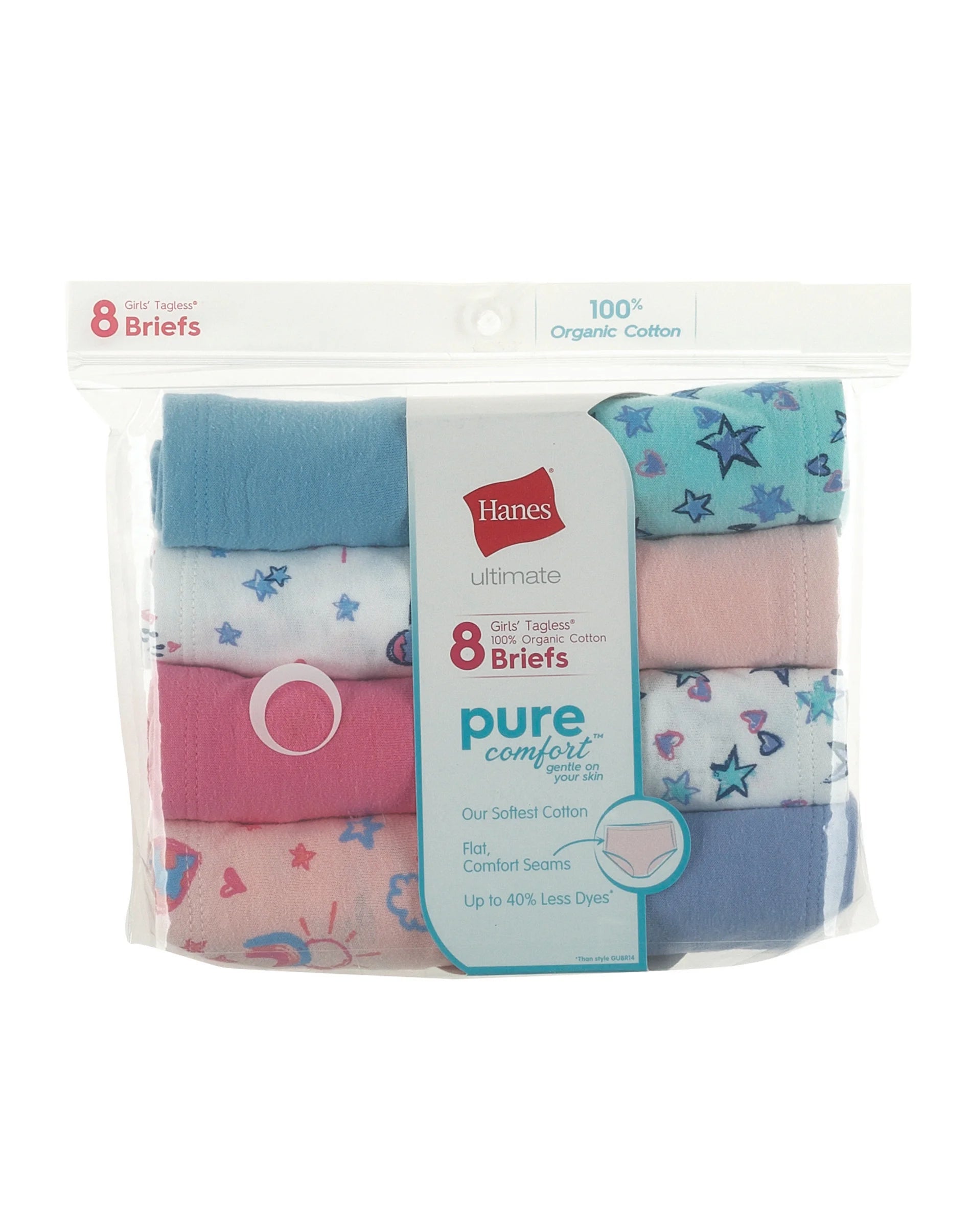 GUOCB8 - Hanes Girls Ultimate Pure Comfort Organic Cotton Brief 8-Pack