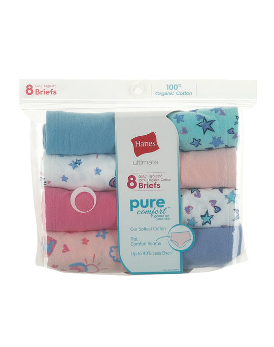 Hanes Girls Ultimate Pure Comfort Organic Cotton Brief 8-Pack