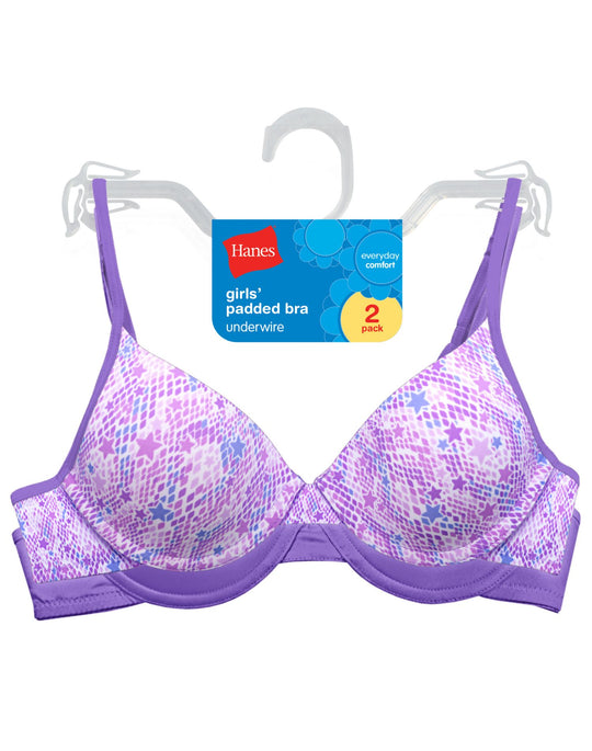 Hanes Girls' Padded Underwire Bra 2-Pack