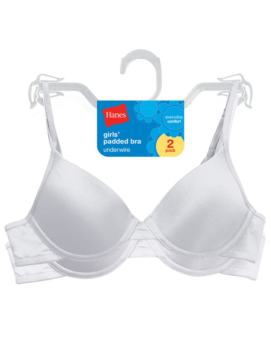 Hanes Girls' Padded Underwire Bra 2-Pack
