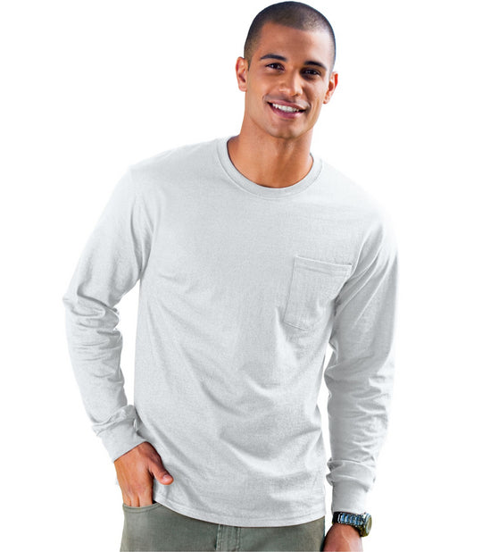 Hanes Men's TAGLESS Long-Sleeve T-Shirt with Pocket