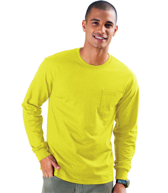 Hanes Men's TAGLESS Long-Sleeve T-Shirt with Pocket