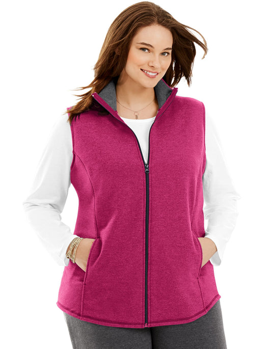 Just My Size Womens Mock-Neck Fleece Vest