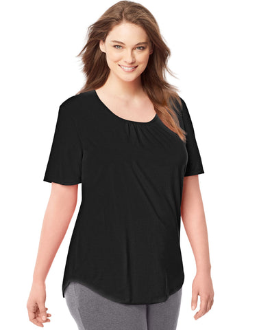 Just My Size Womens Shirred Scoop-Neck Jersey Tee