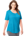 Just My Size Womens Shirred Scoop-Neck Jersey Tee